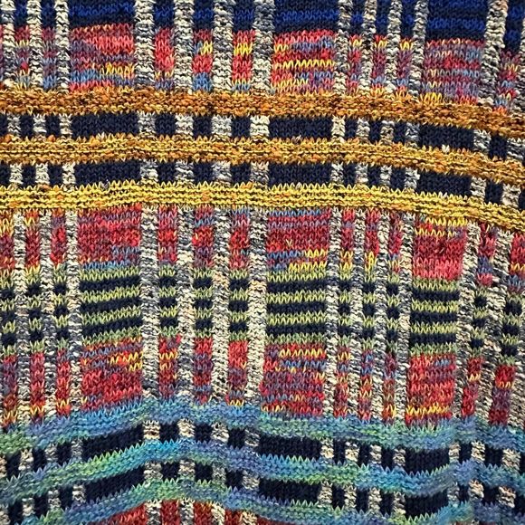 VINTAGE FIUME Long Slevee Multicolor Plaid Knit Pullover Sweater - Picture 8 of 10